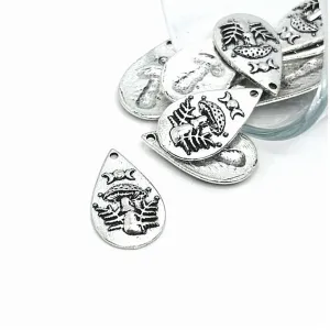 1, 4, 20 or 50 Pieces: Silver Mushroom Pendant Charms