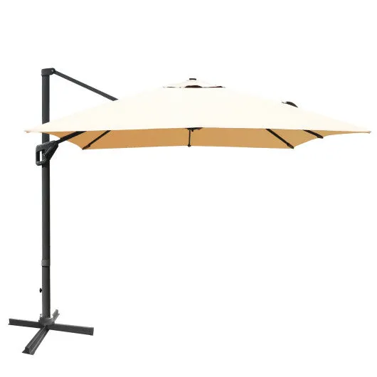 10 x 13 Feet Rectangular Cantilever Umbrella with 360° Rotation Function-Beige