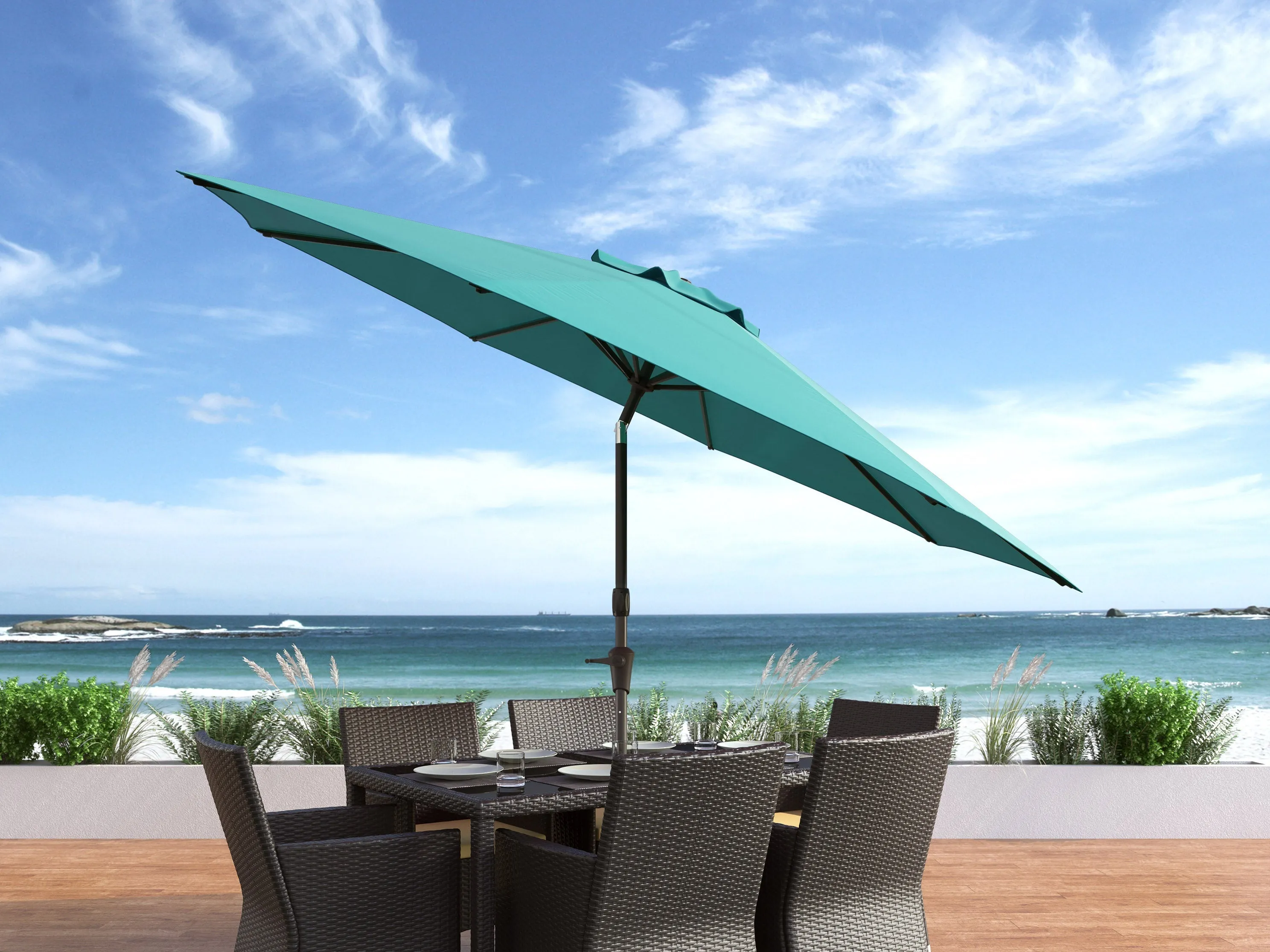 10ft Wind Resistant Turquoise Patio Umbrella