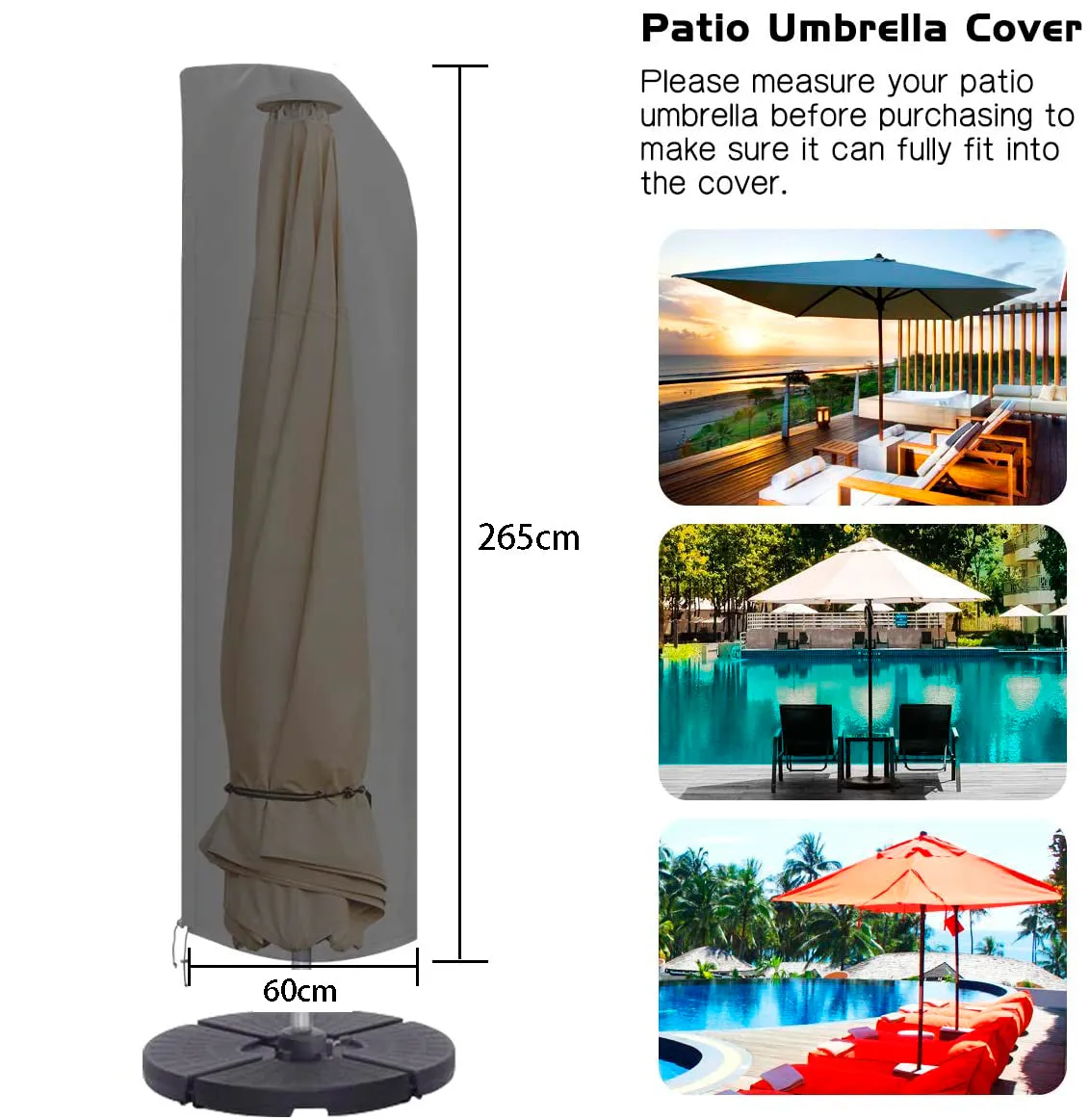 265cm Outdoor Patio Umbrella Cover