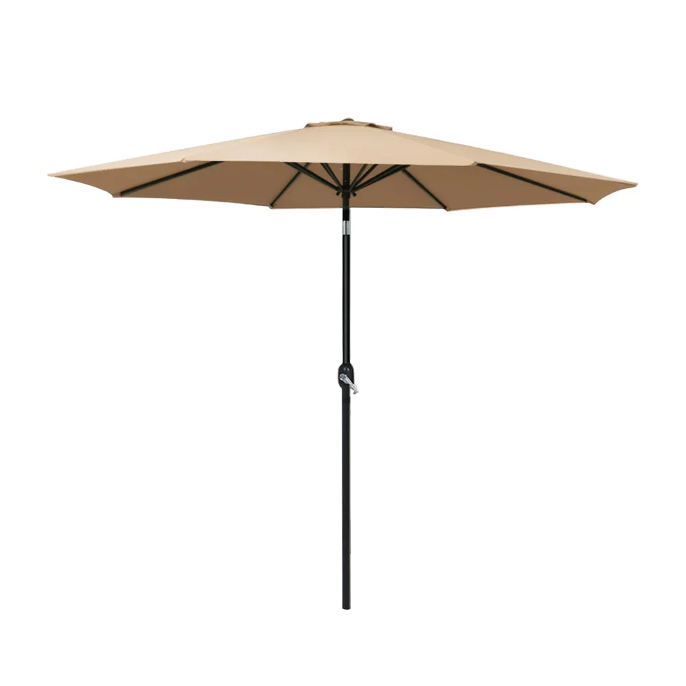 2.7m Mililani Outdoor Umbrella Beach Pole Garden Tilt Sun Patio UV - Beige