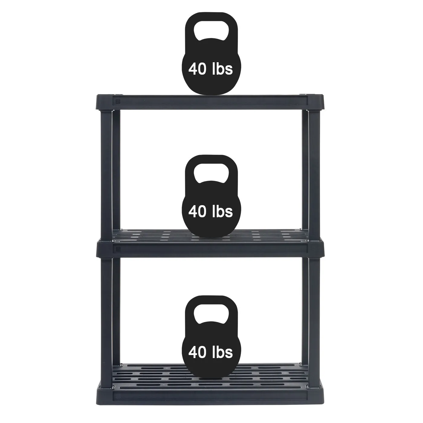 3-Tier Multi-purpose Shelf Display Rack, Utility Rack, Storage Organizer Shelving Unit for Pantry, Closet, Kitchen, Laundry or Garage - Black