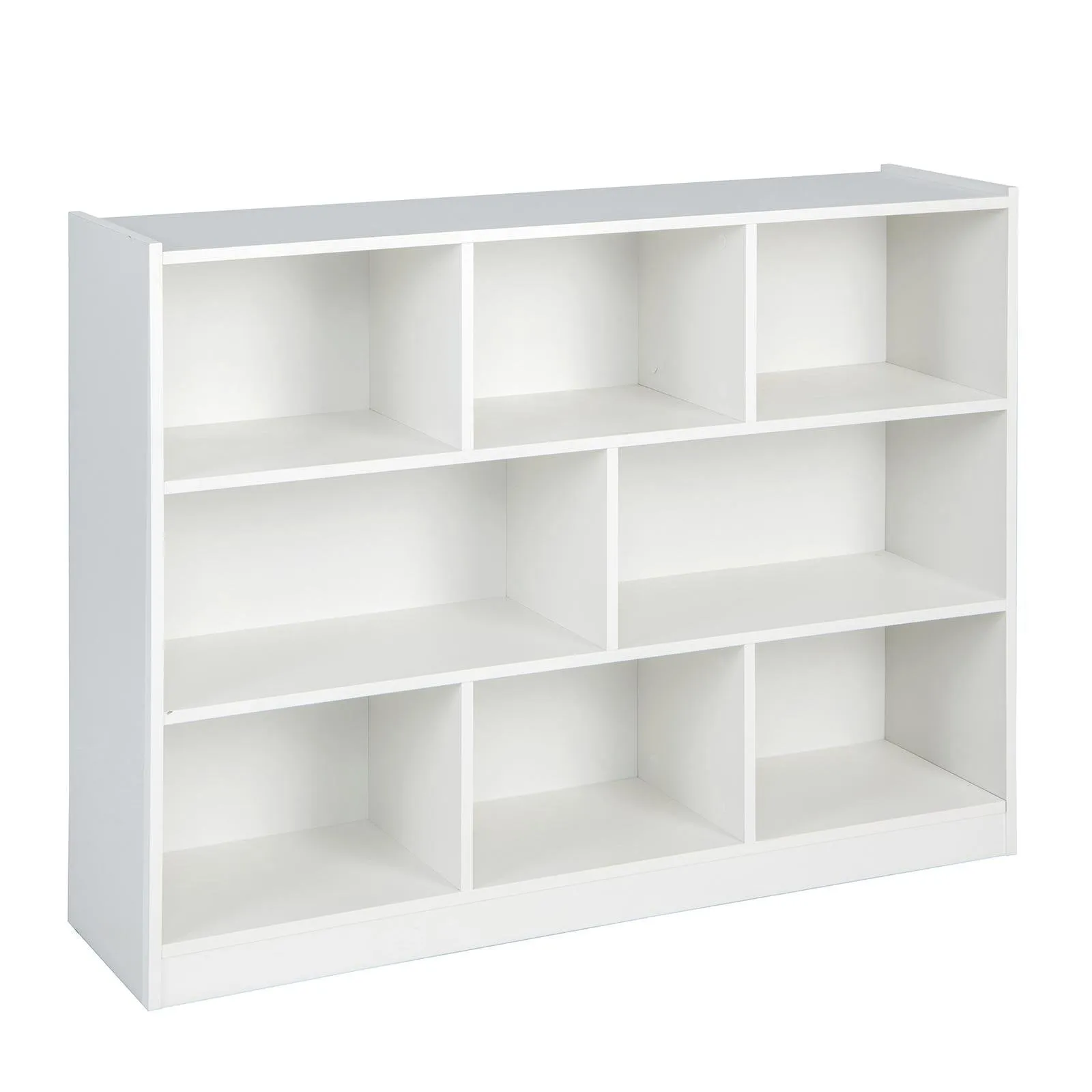 3-Tier Open Bookcase 8-Cube Floor Standing Storage Shelves Display Cabinet-White