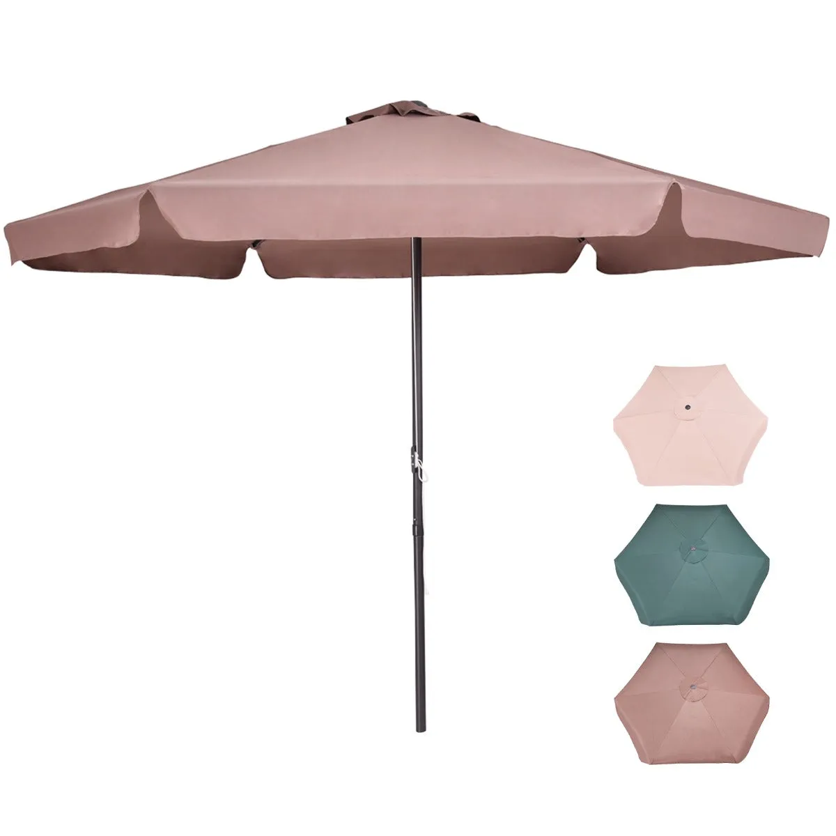 3M Patio Parasol with 6 Ribs and Air Vent for Beach Pool-Tan