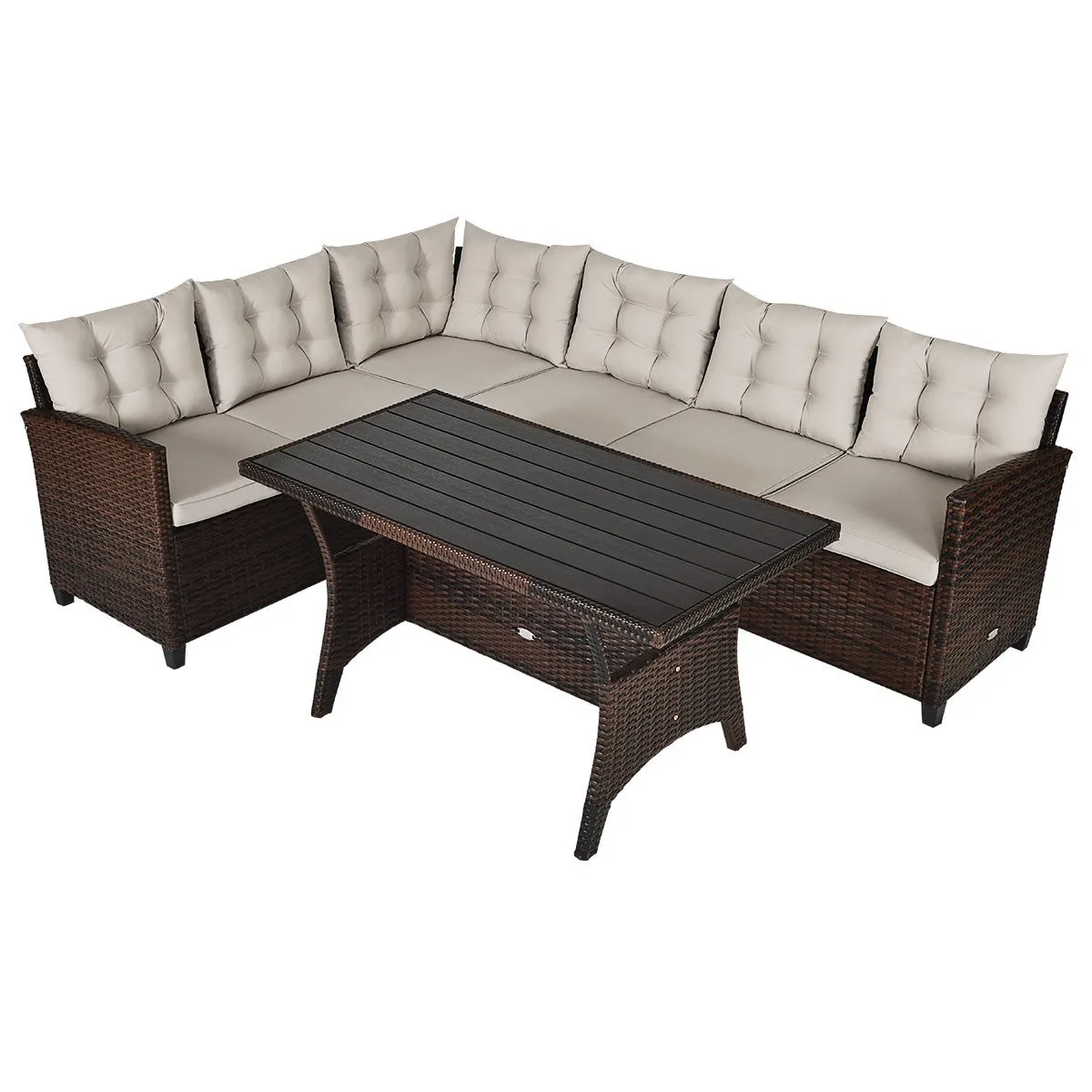 3pc Wicker Rattan Outdoor Patio Sofa Set with Cushions