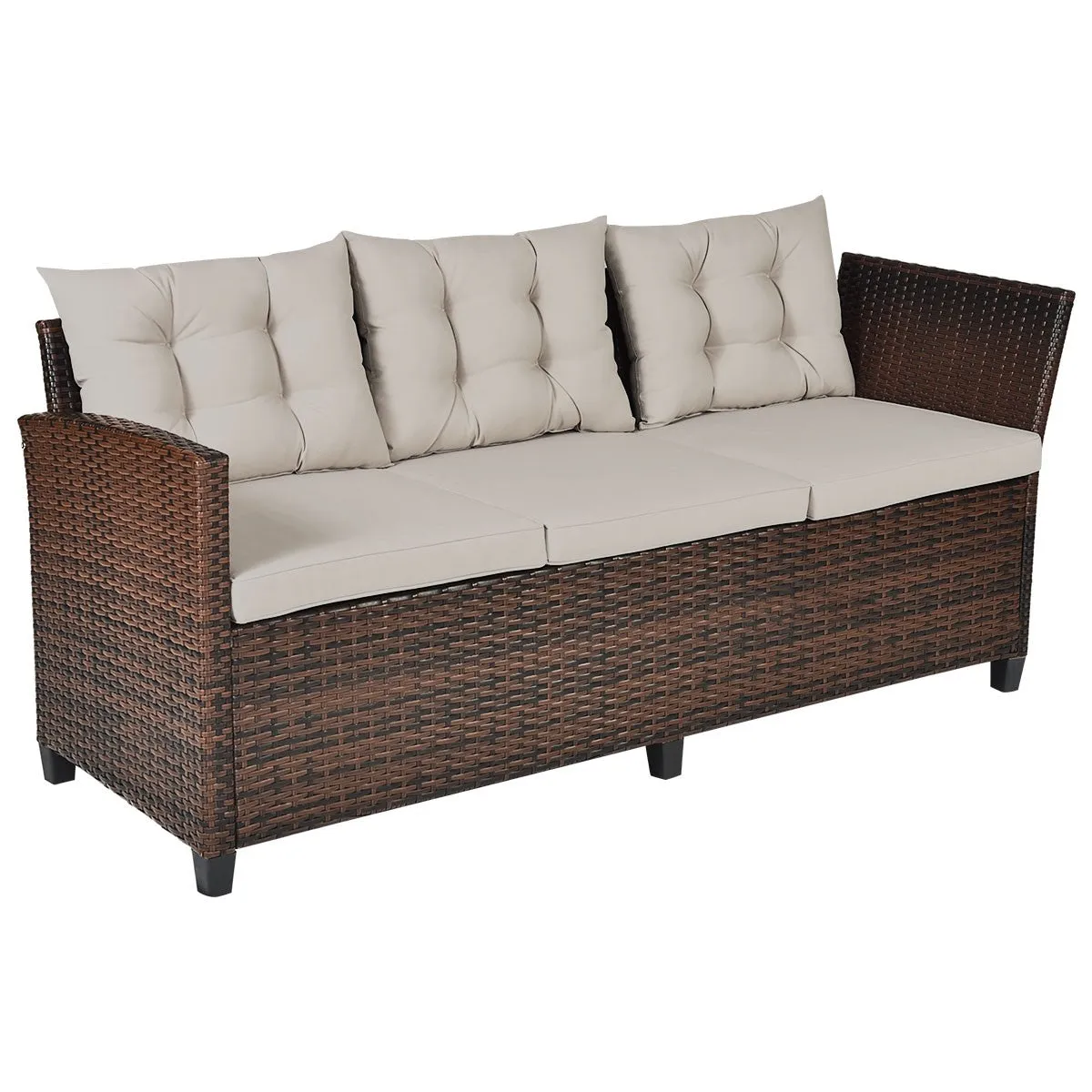 3pc Wicker Rattan Outdoor Patio Sofa Set with Cushions