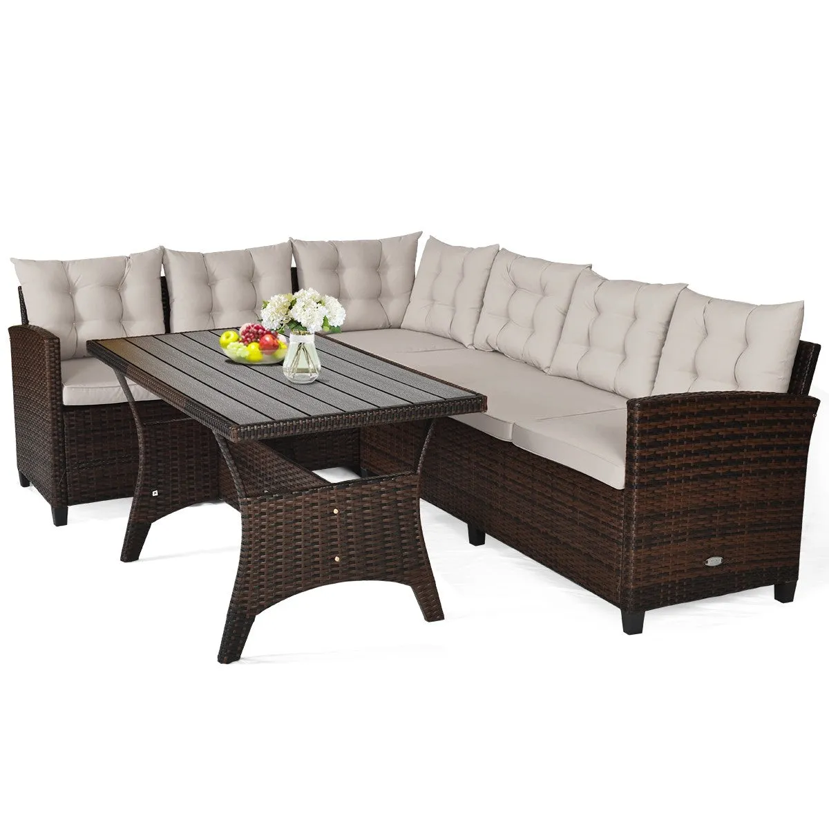 3pc Wicker Rattan Outdoor Patio Sofa Set with Cushions