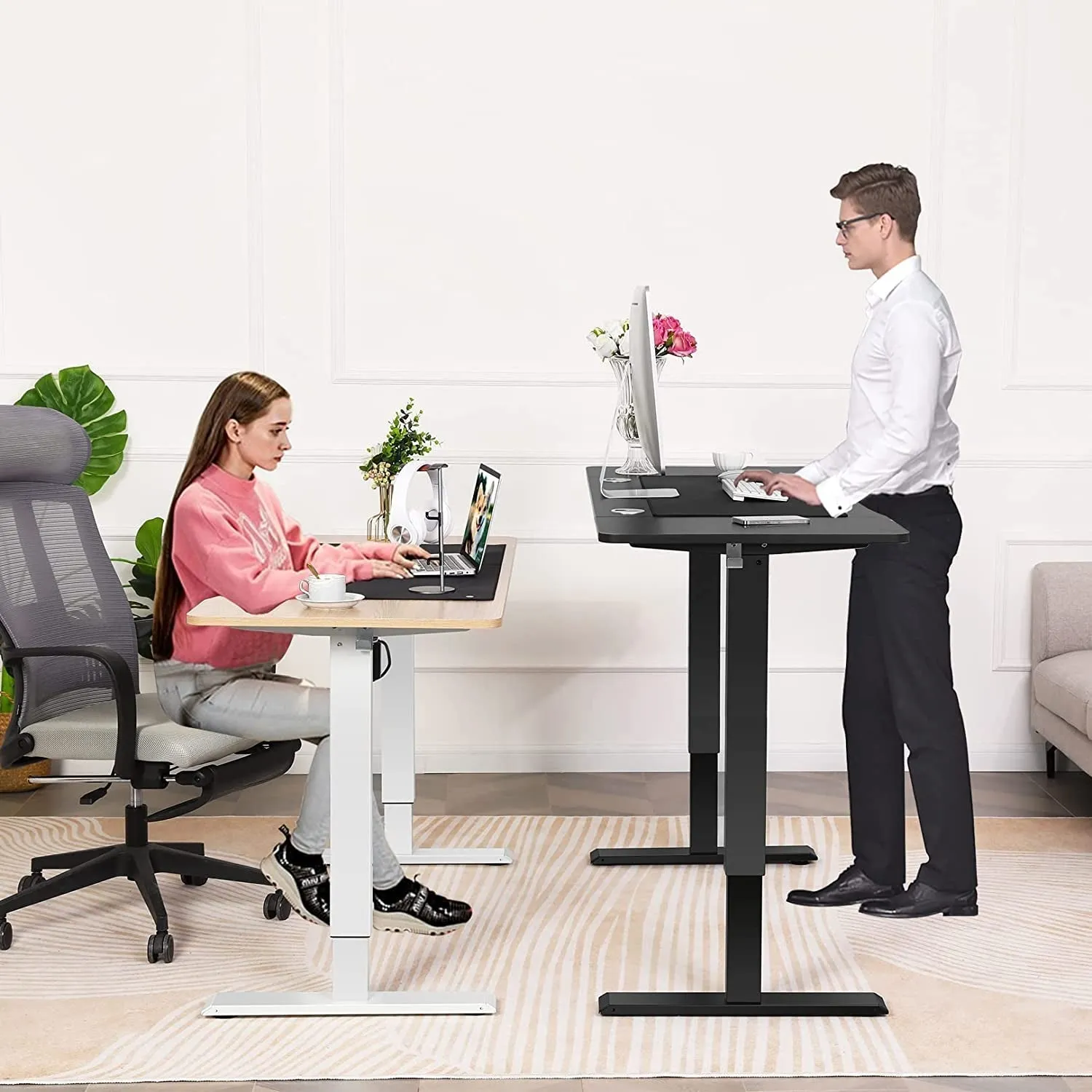 55 X 24 Inch Electric Standing Desk Adjustable Height, Sit-Stand Desk with Four Preset Heights