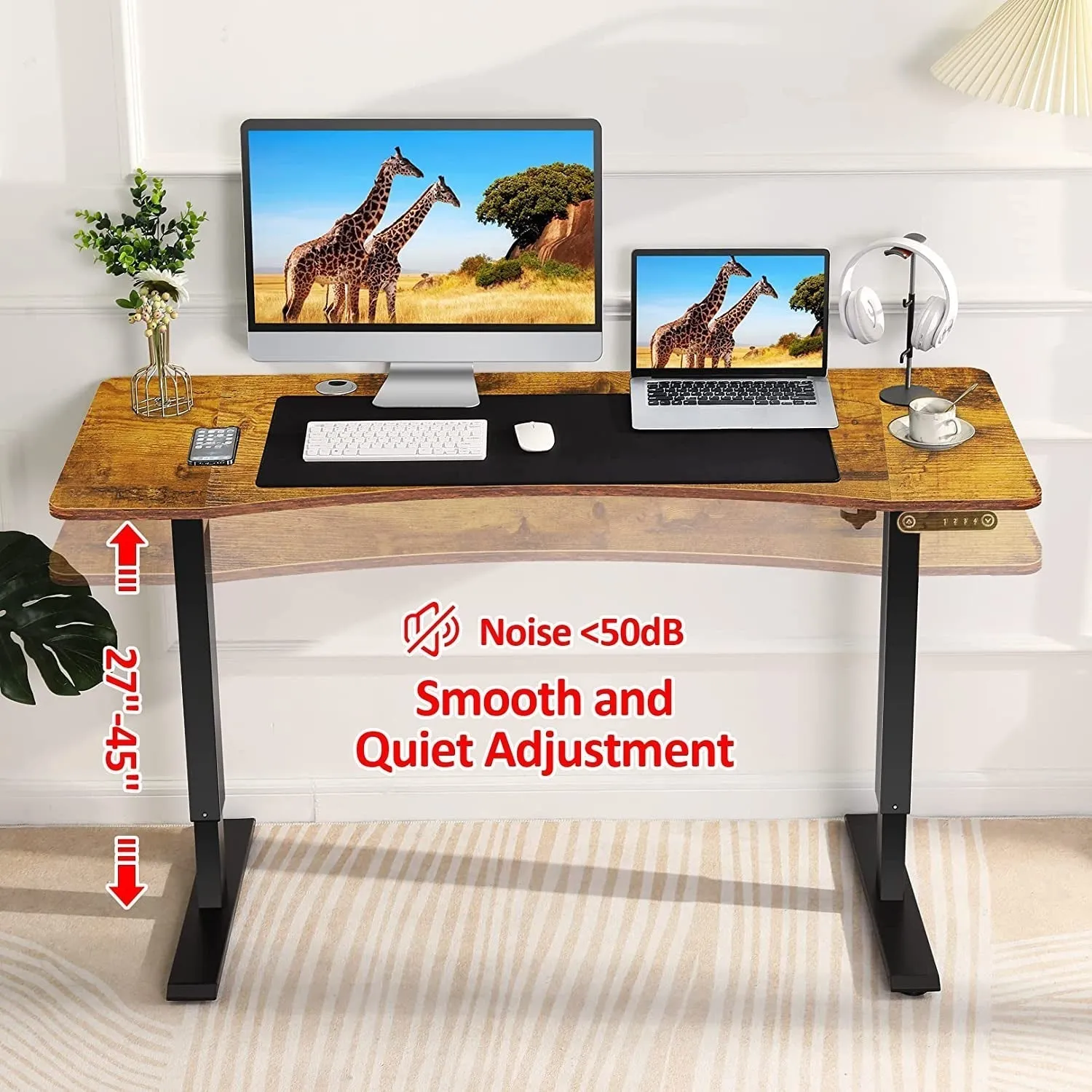 55 X 24 Inch Electric Standing Desk Adjustable Height, Sit-Stand Desk with Four Preset Heights