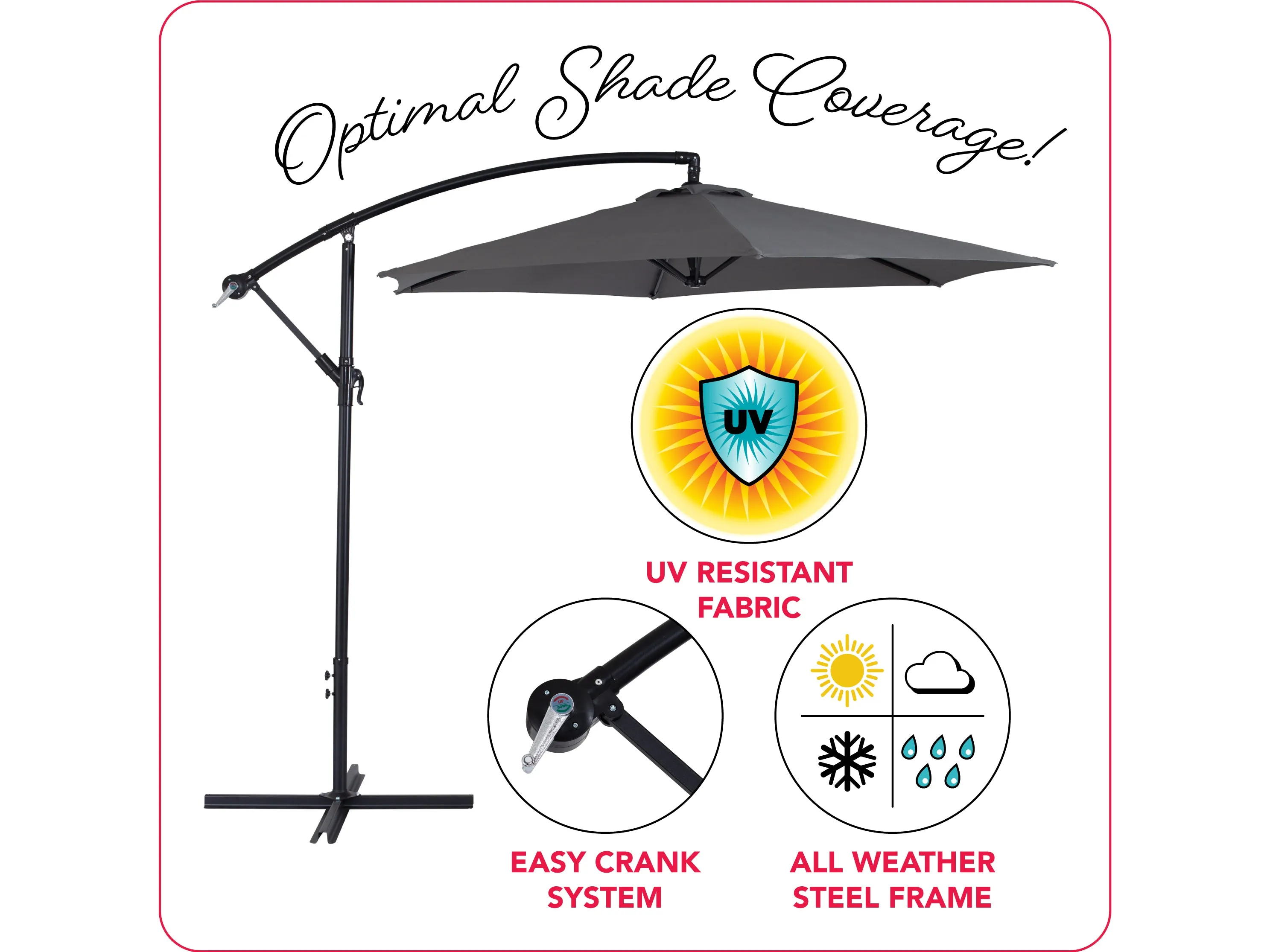 9ft Grey Cantilever Umbrella