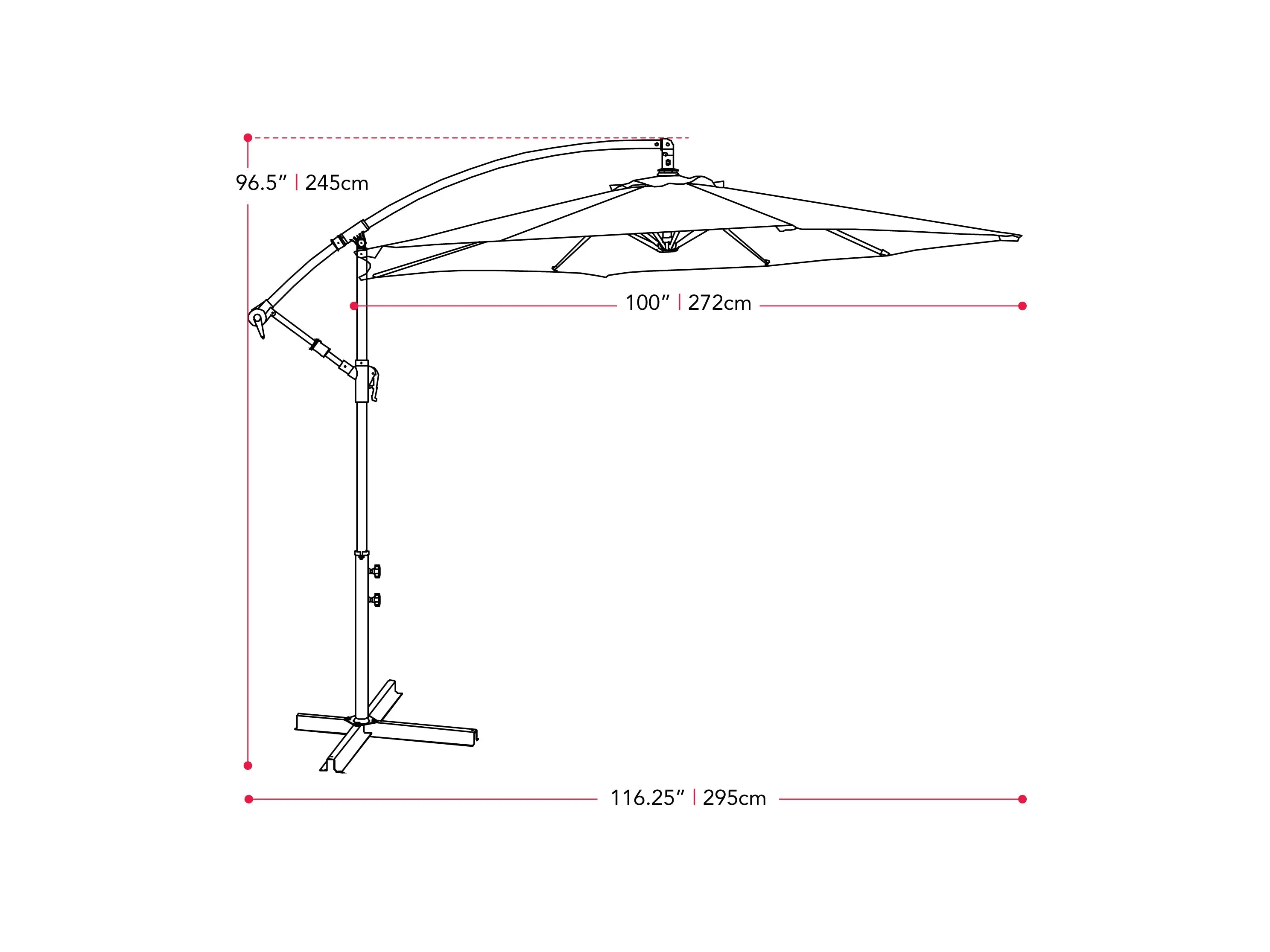 9ft Grey Cantilever Umbrella