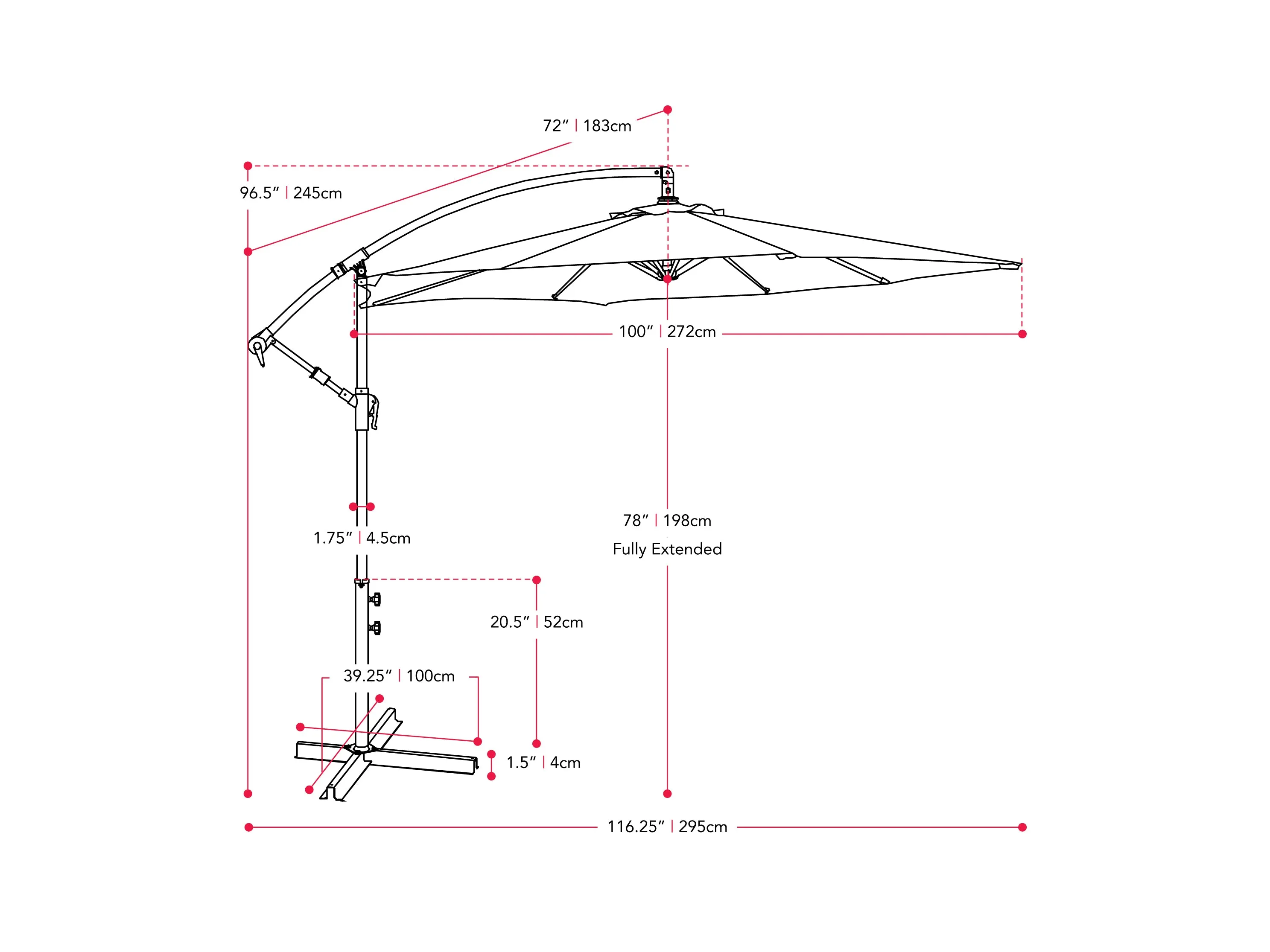 9ft Grey Cantilever Umbrella