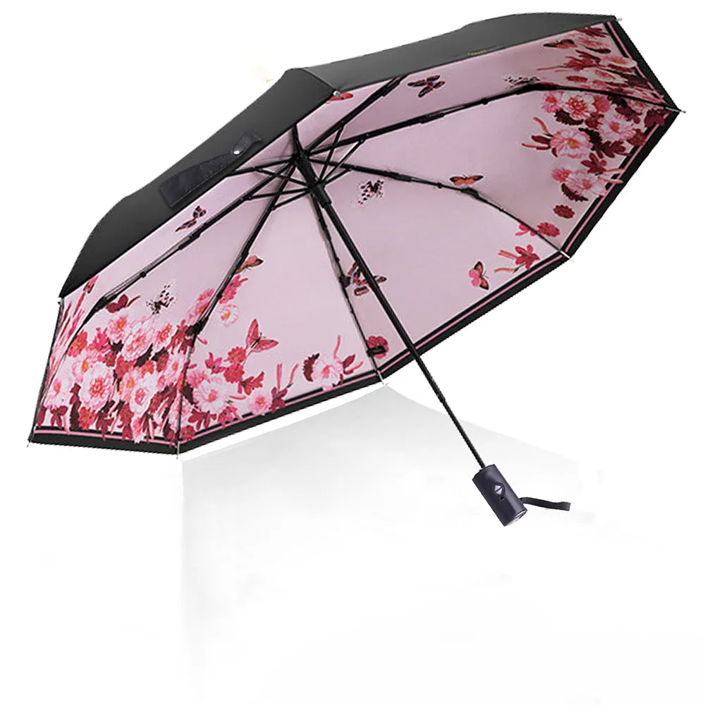 ABCCANOPY Sun Protection with Black Glue Anti UV Coating Travel Auto Folding Umbrella