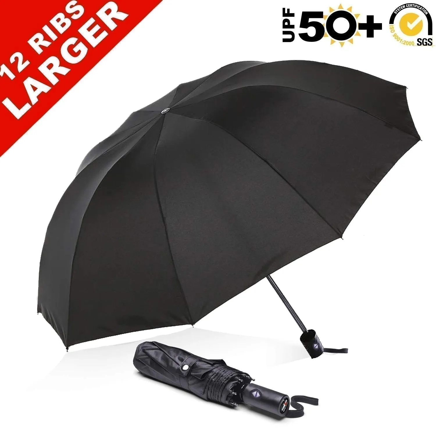 ABCCANOPY Sun Protection with Black Glue Anti UV Coating Travel Auto Folding Umbrella