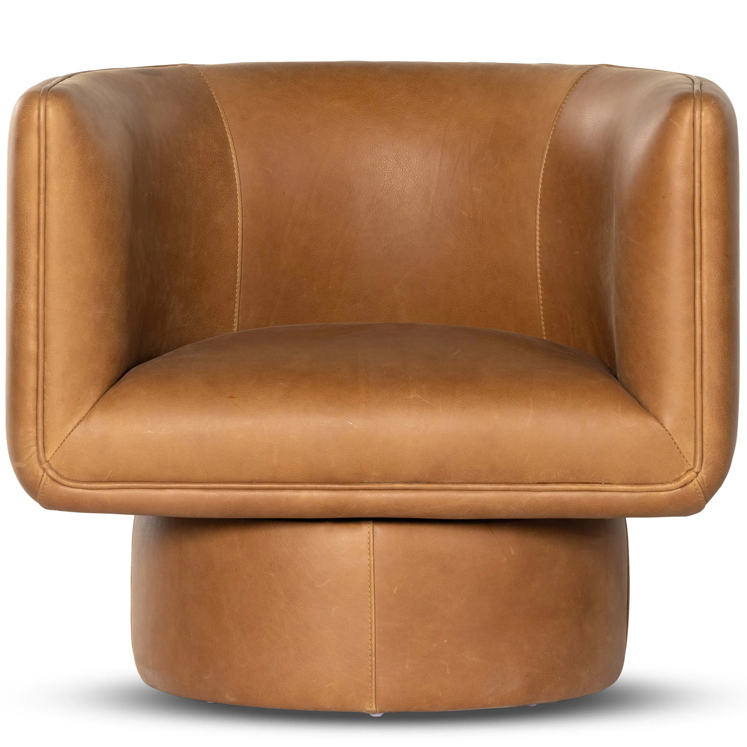 Adriel Leather Swivel Chair, Palermo Cognac