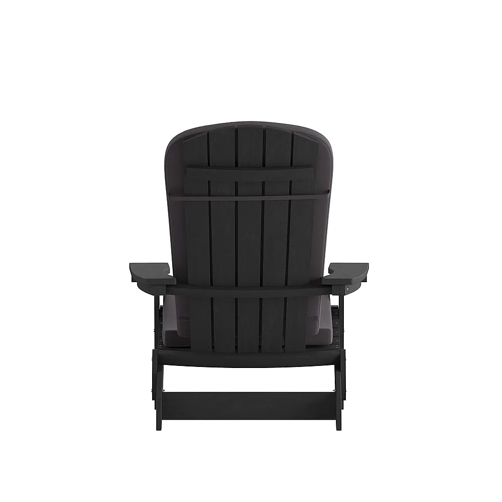 Alamont Home - Charlestown Indoor/Outdoor Folding Adirondack Chairs with Cushions - Set of 2 - Black/Gray