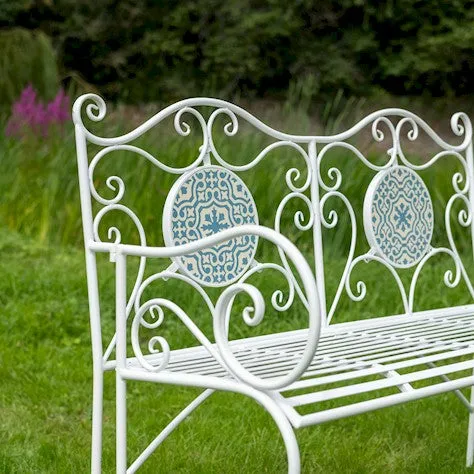 Ascalon Mosaic Bench - White