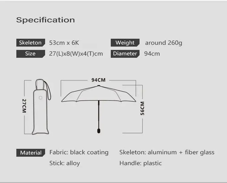 Automatic Titanium Umbrella - Fully-Automatic, Titanium Silver Coating, Lightweight & Portable