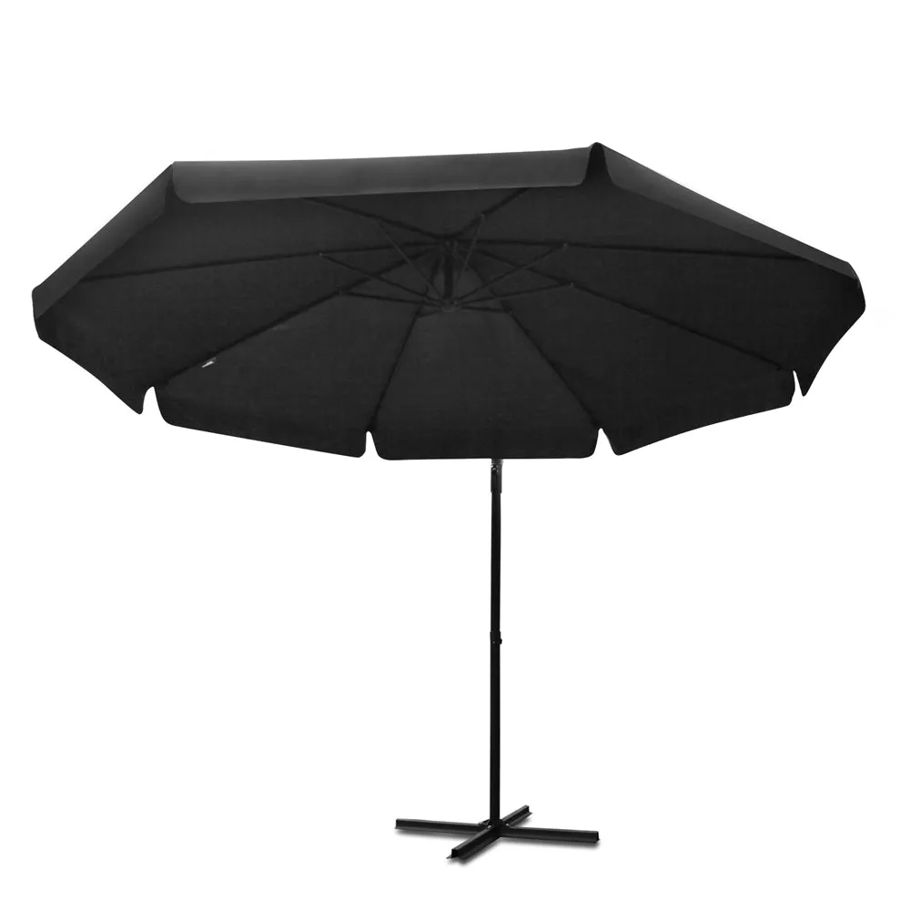 Black Cantilevered Outdoor Umbrella Shade Canopy Parasol Free Standing