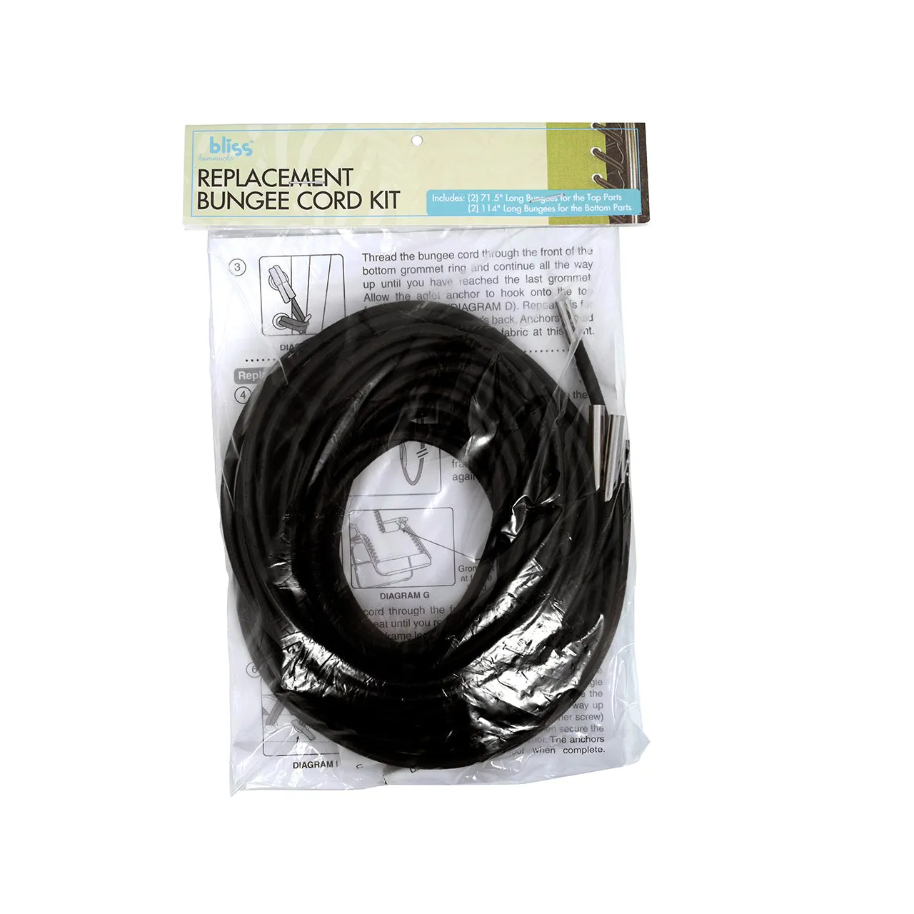 Bliss Hammocks GFC-CRDKT2 Replacement Bungee Cord Kit for Gravity Free Chairs (Black)