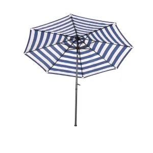 Bliss Outdoors UMB-201BS Patio Umbrella w/ Aluminum Pole & Push Button Tilt | 9-Foot Canopy | Color Fade & Water Resistant | 1.5-in. Pole Diameter (Blue Stripes)