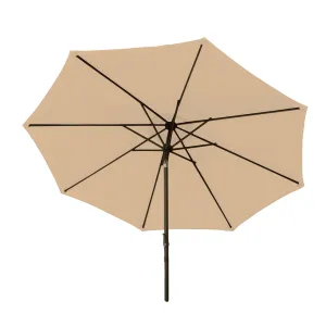 Bliss Outdoors UMB-201SD Patio Umbrella w/ Aluminum Pole & Push Button Tilt | 9-Foot Canopy | Color Fade & Water Resistant | 1.5-in. Pole Diameter (Tan)