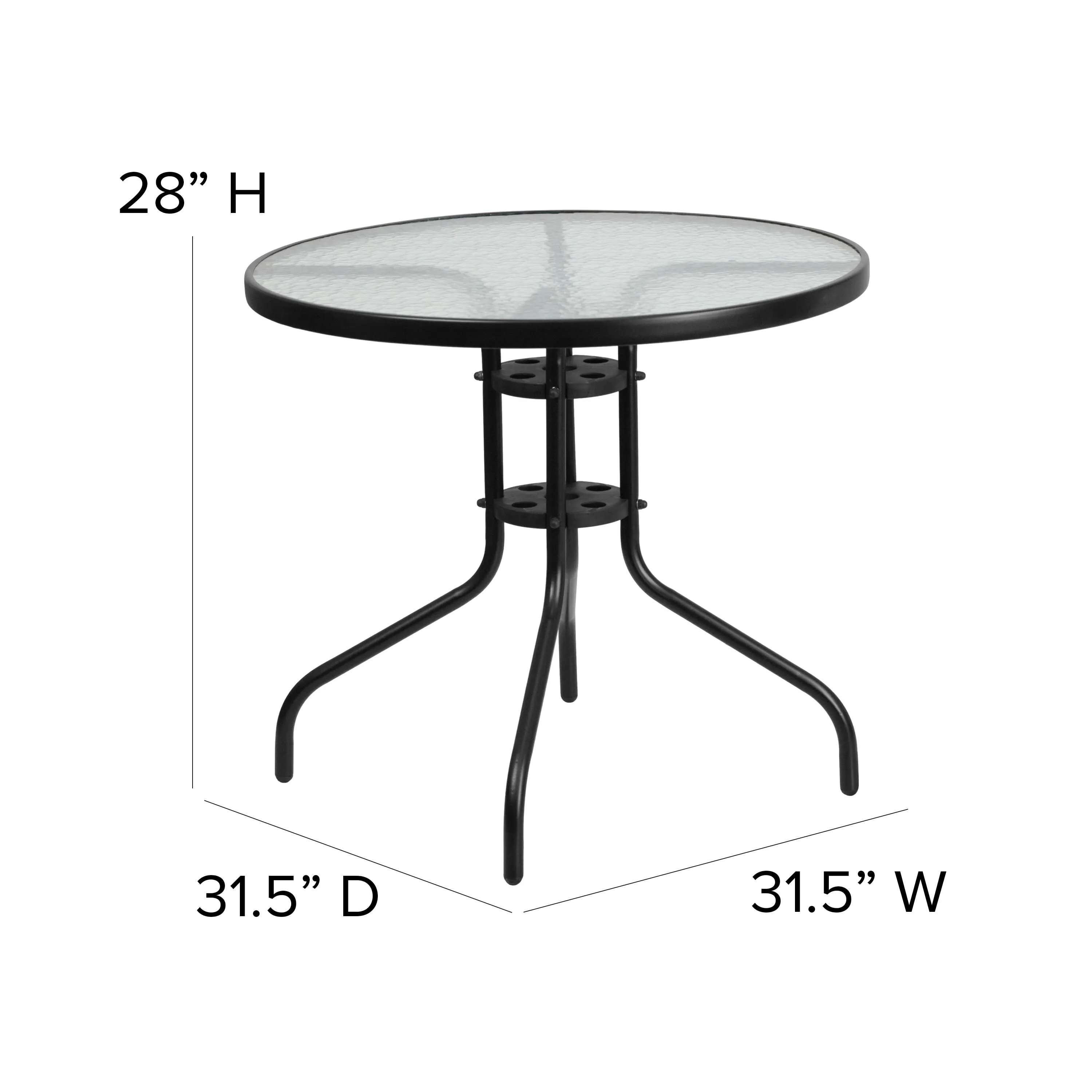 Brazos 5 Piece Outdoor Patio Dining Set - Tempered Glass Patio Table, 4 Flex Comfort Stack Chairs