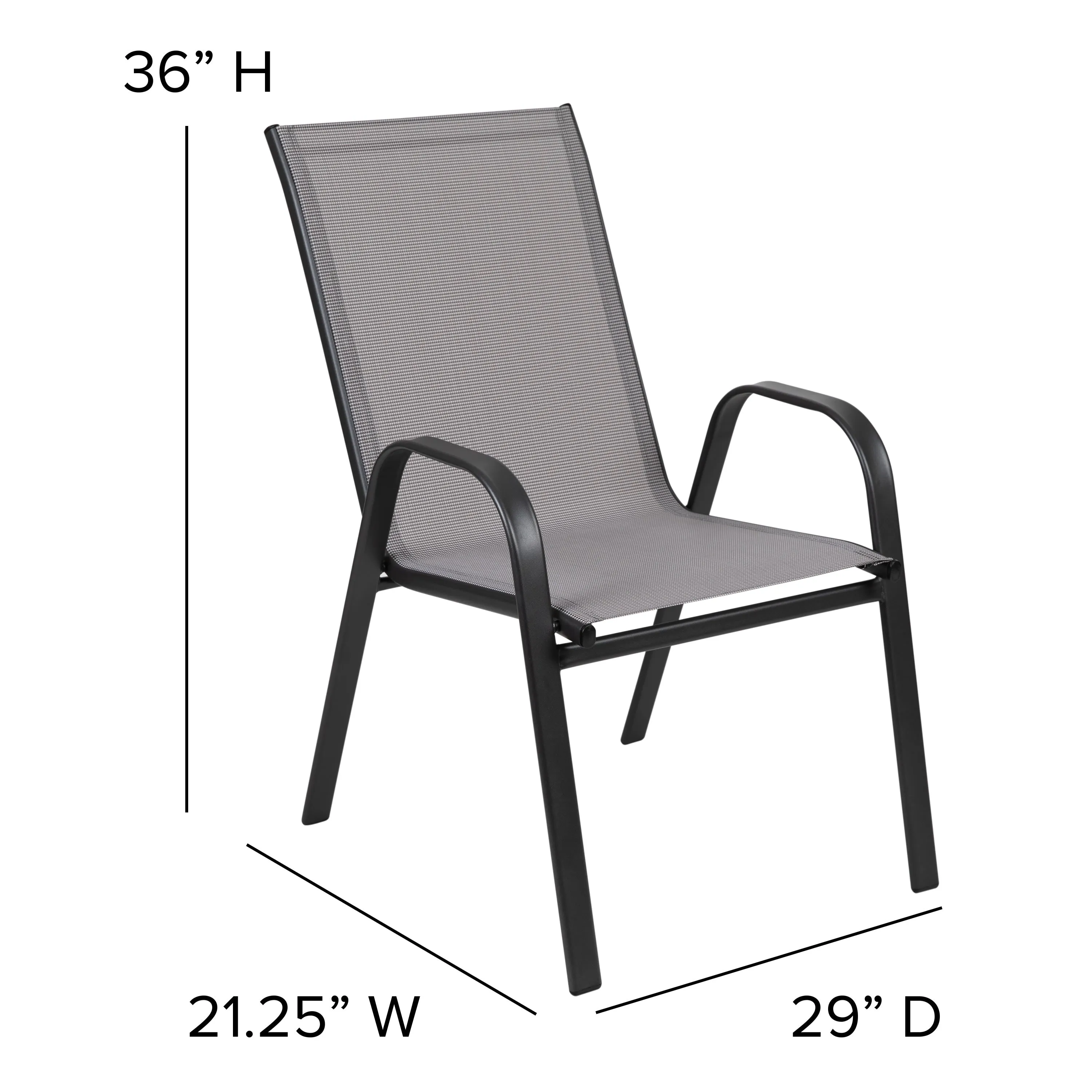 Brazos 7 Piece Outdoor Patio Dining Set - Tempered Glass Patio Table, 6 Flex Comfort Stack Chairs