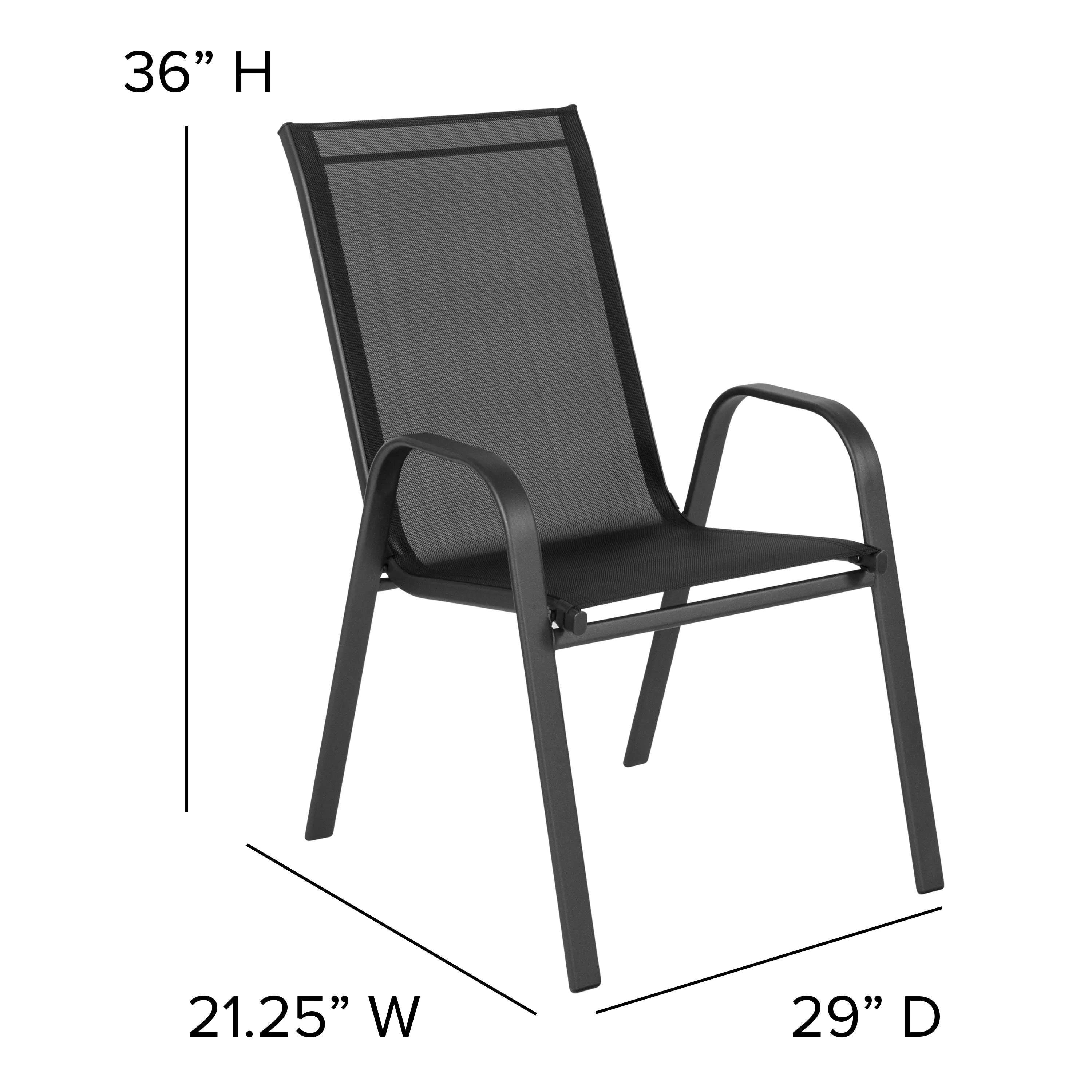 Brazos 7 Piece Outdoor Patio Dining Set - Tempered Glass Patio Table, 6 Flex Comfort Stack Chairs