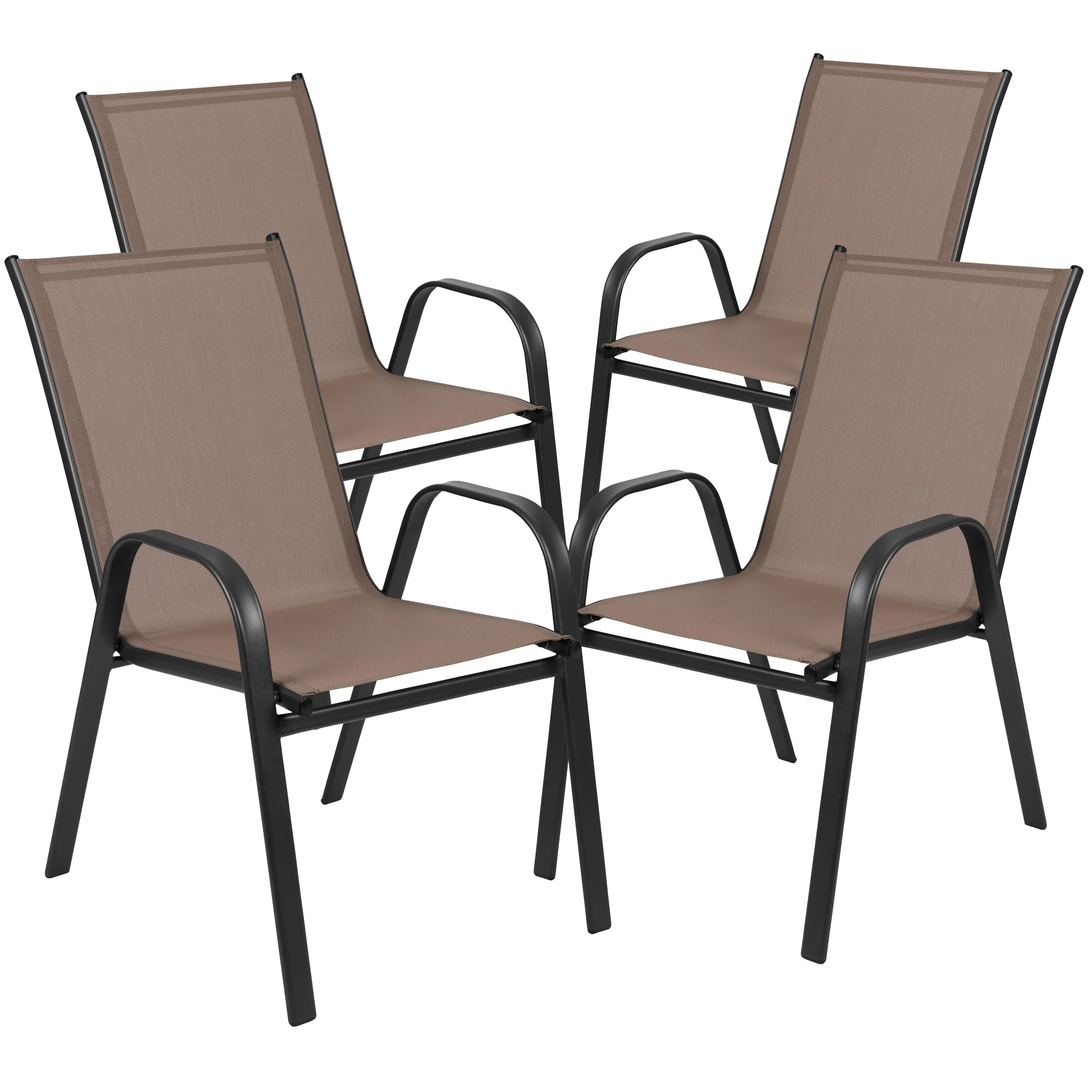 Brazos 7 Piece Outdoor Patio Dining Set - Tempered Glass Patio Table, 6 Flex Comfort Stack Chairs