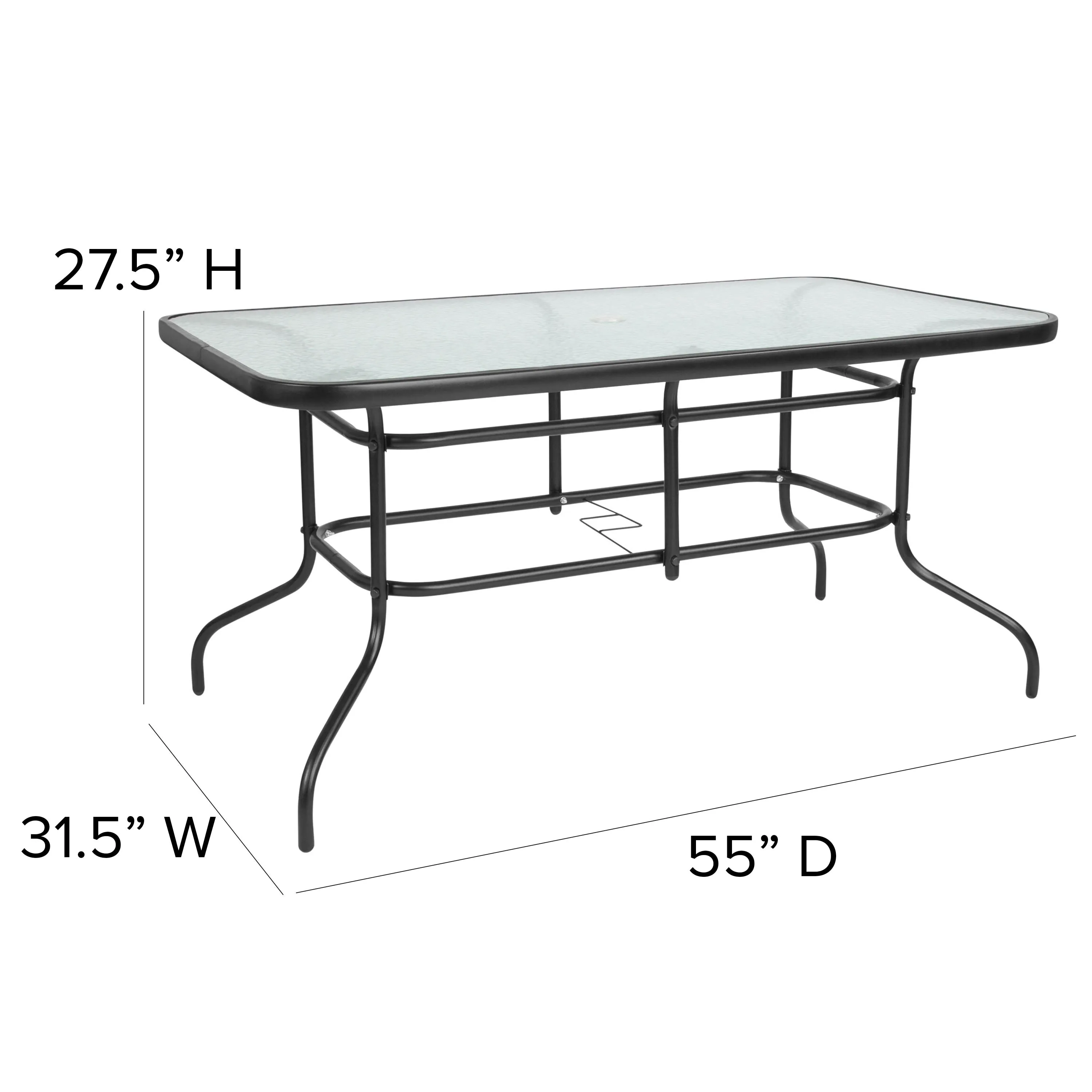 Brazos 7 Piece Outdoor Patio Dining Set - Tempered Glass Patio Table, 6 Flex Comfort Stack Chairs