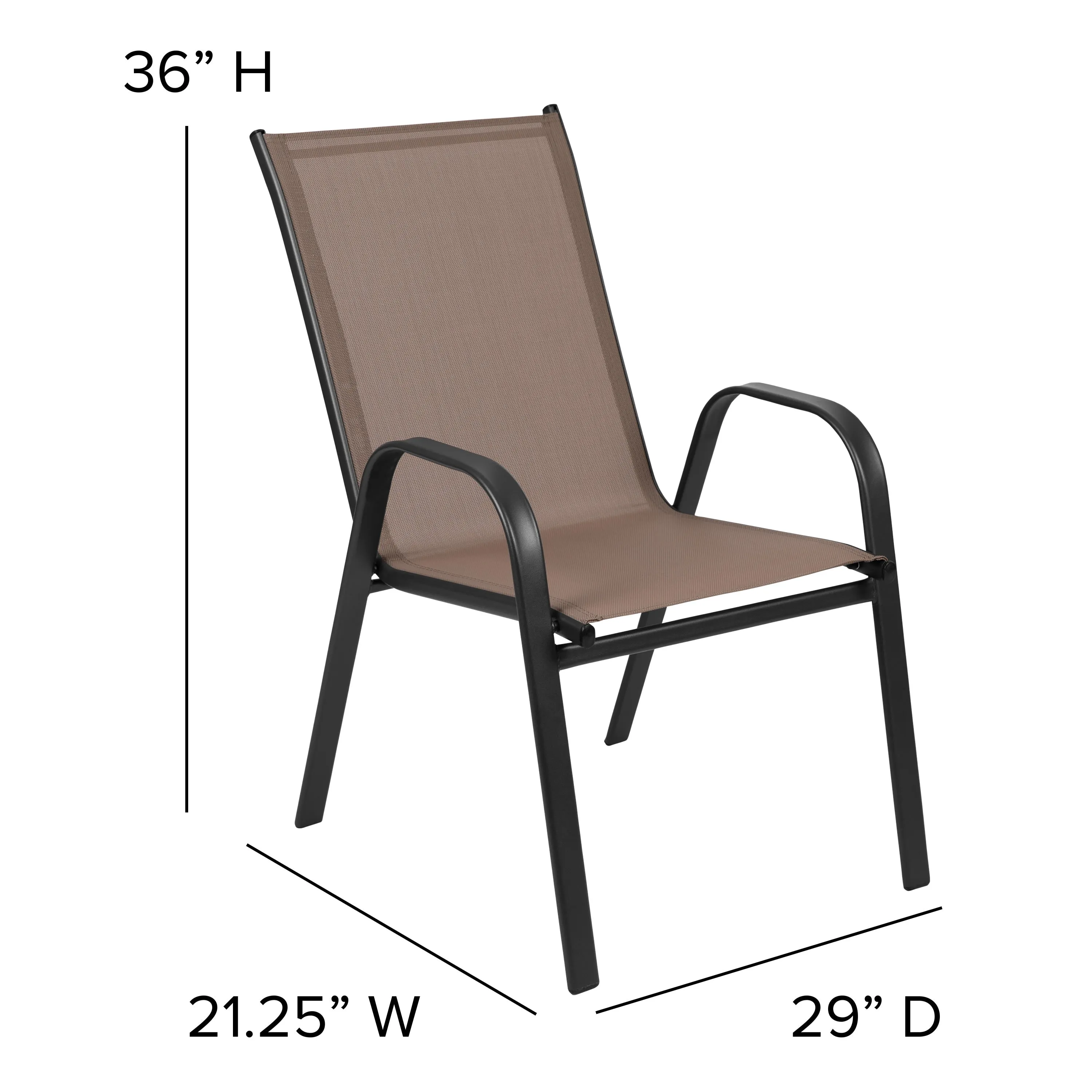 Brazos 7 Piece Outdoor Patio Dining Set - Tempered Glass Patio Table, 6 Flex Comfort Stack Chairs