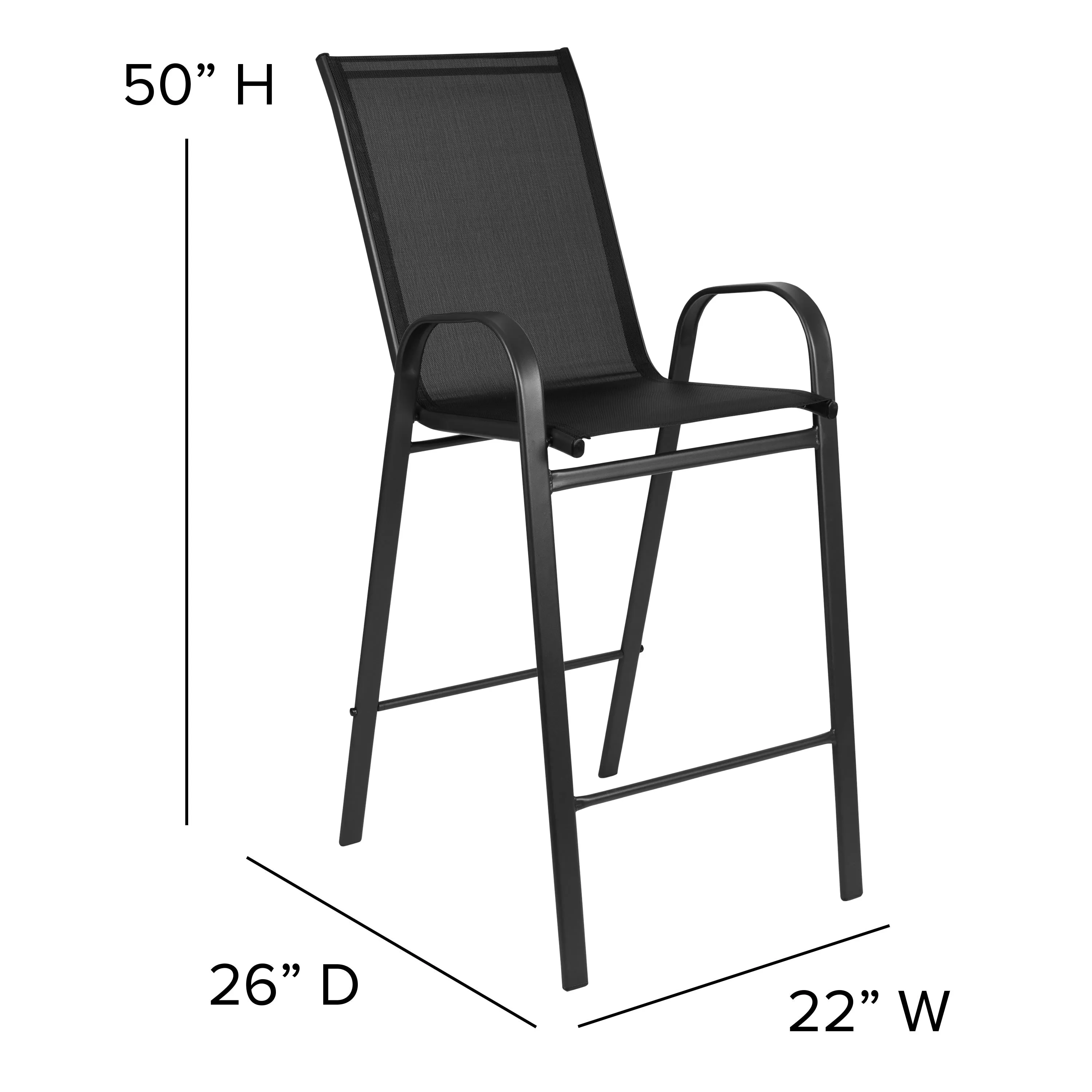 Brazos Outdoor Dining Set - 2-Person Bistro Set - Outdoor Glass Bar Table with All-Weather Patio Stools