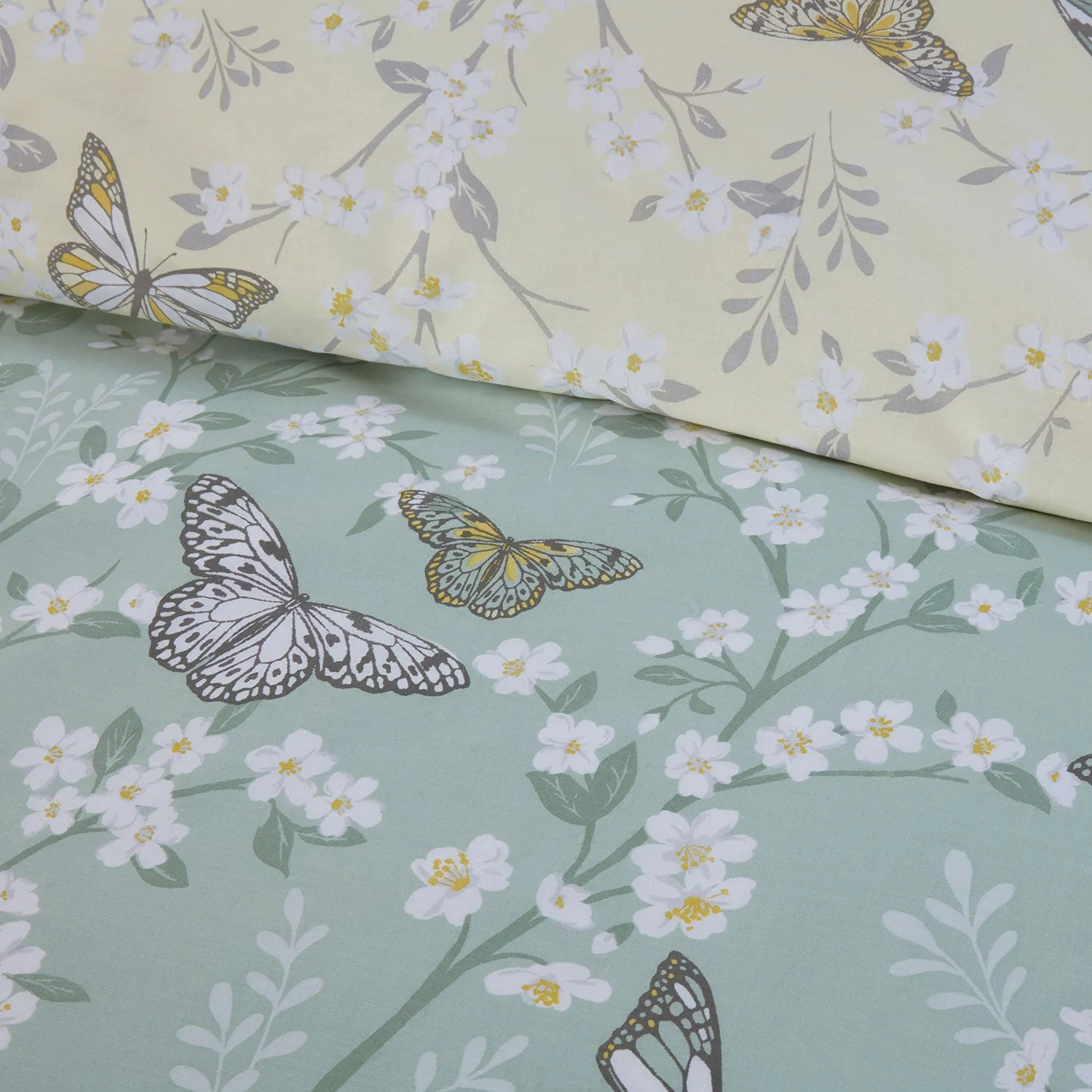 Butterfly Lemon Reversible Duvet Set