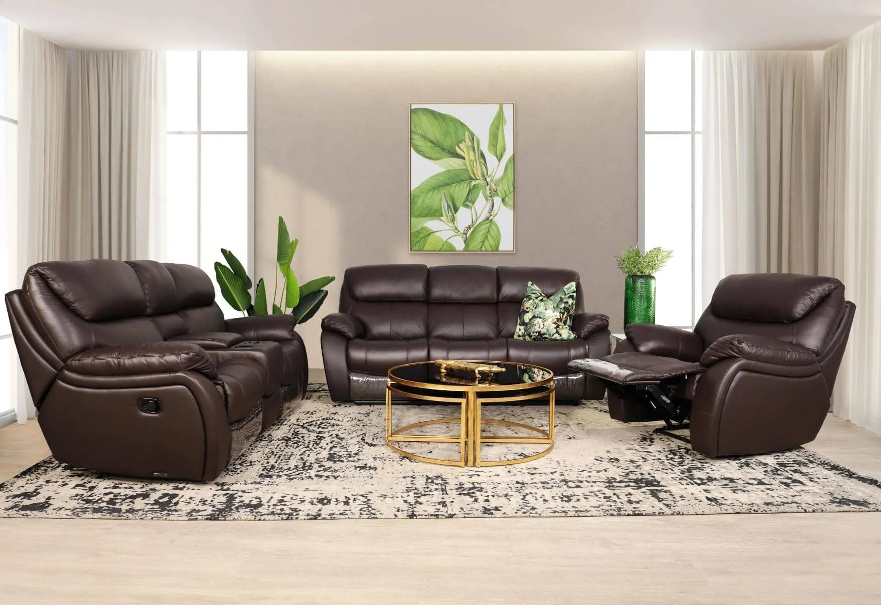 Cairo 3 2 1 Leather Recliner Home Theatre Suite - Available on Special Order Plan Only