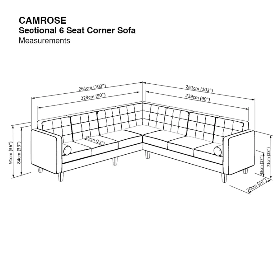 Camrose Sectional 6 Seat Corner Sofa