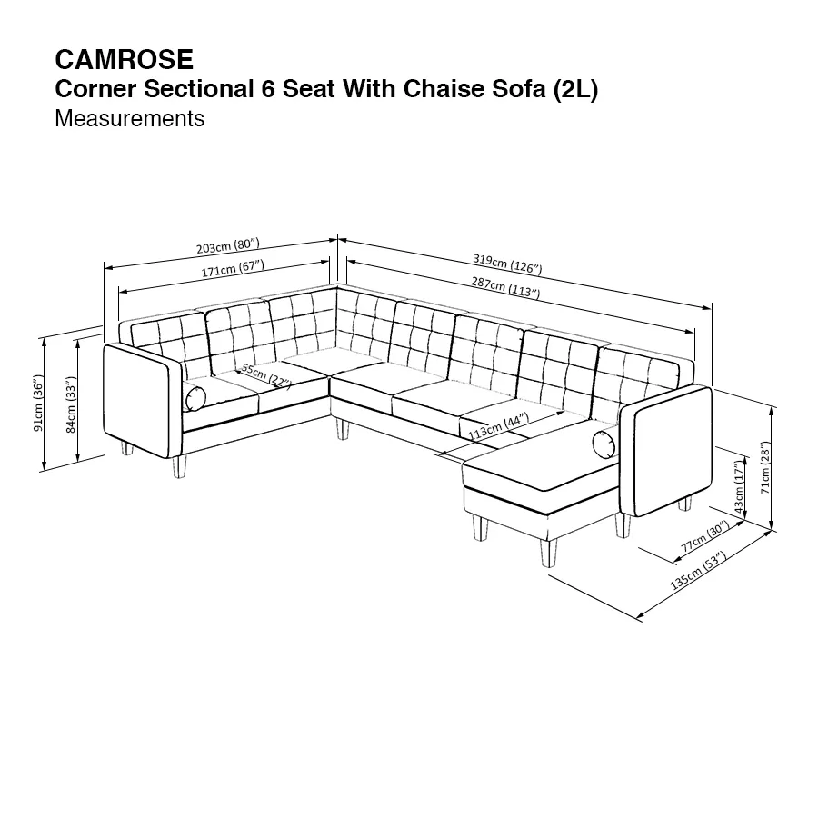 Camrose Sectional 6 Seat with Chaise (2L) Sofa