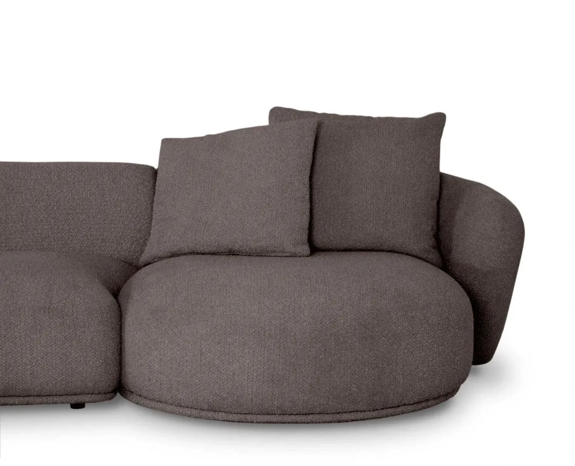 Carlison Performance Boucle Sectional Round Chaise Curve Sofa