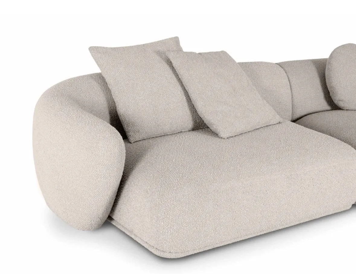 Carlison Performance Boucle Sectional Round Chaise Curve Sofa