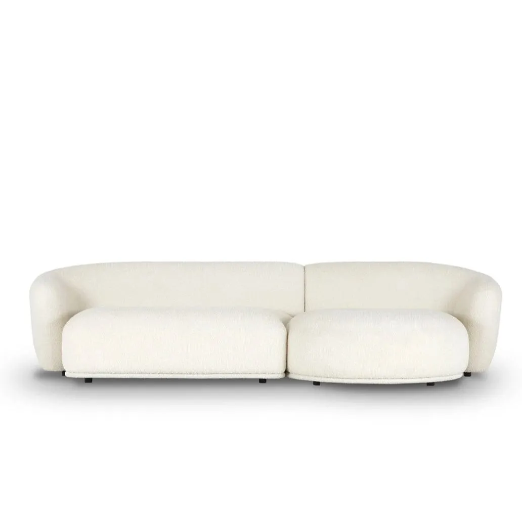 Carlison Performance Boucle Sectional Round Chaise Curve Sofa