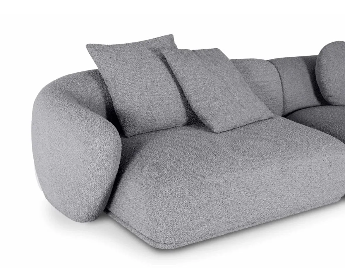 Carlison Performance Boucle Sectional Round Chaise Curve Sofa