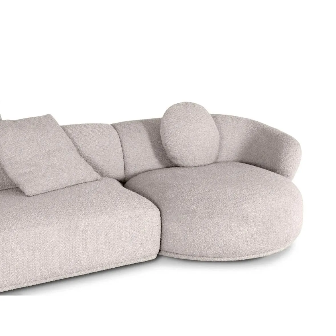 Carlison Performance Boucle Sectional Round Chaise Curve Sofa