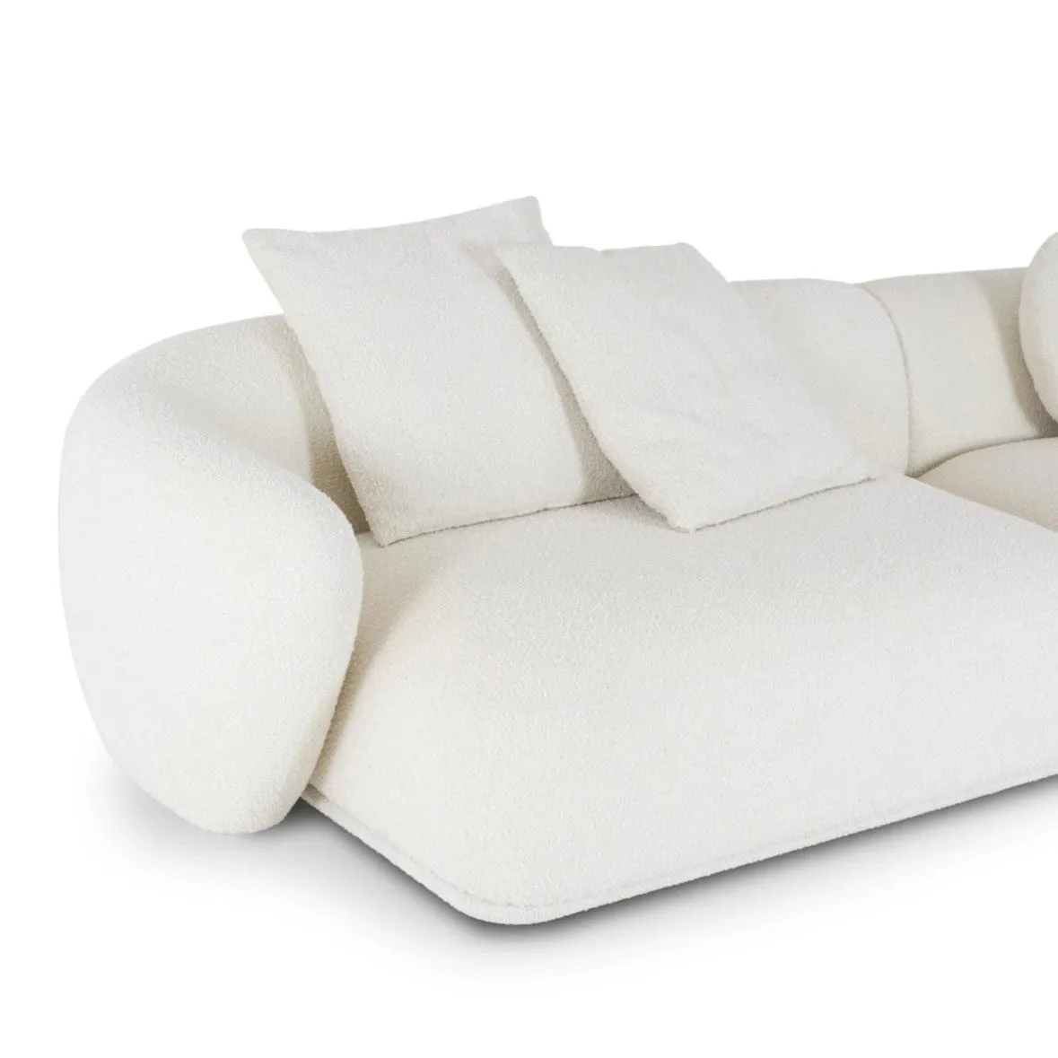 Carlison Performance Boucle Sectional Round Chaise Curve Sofa