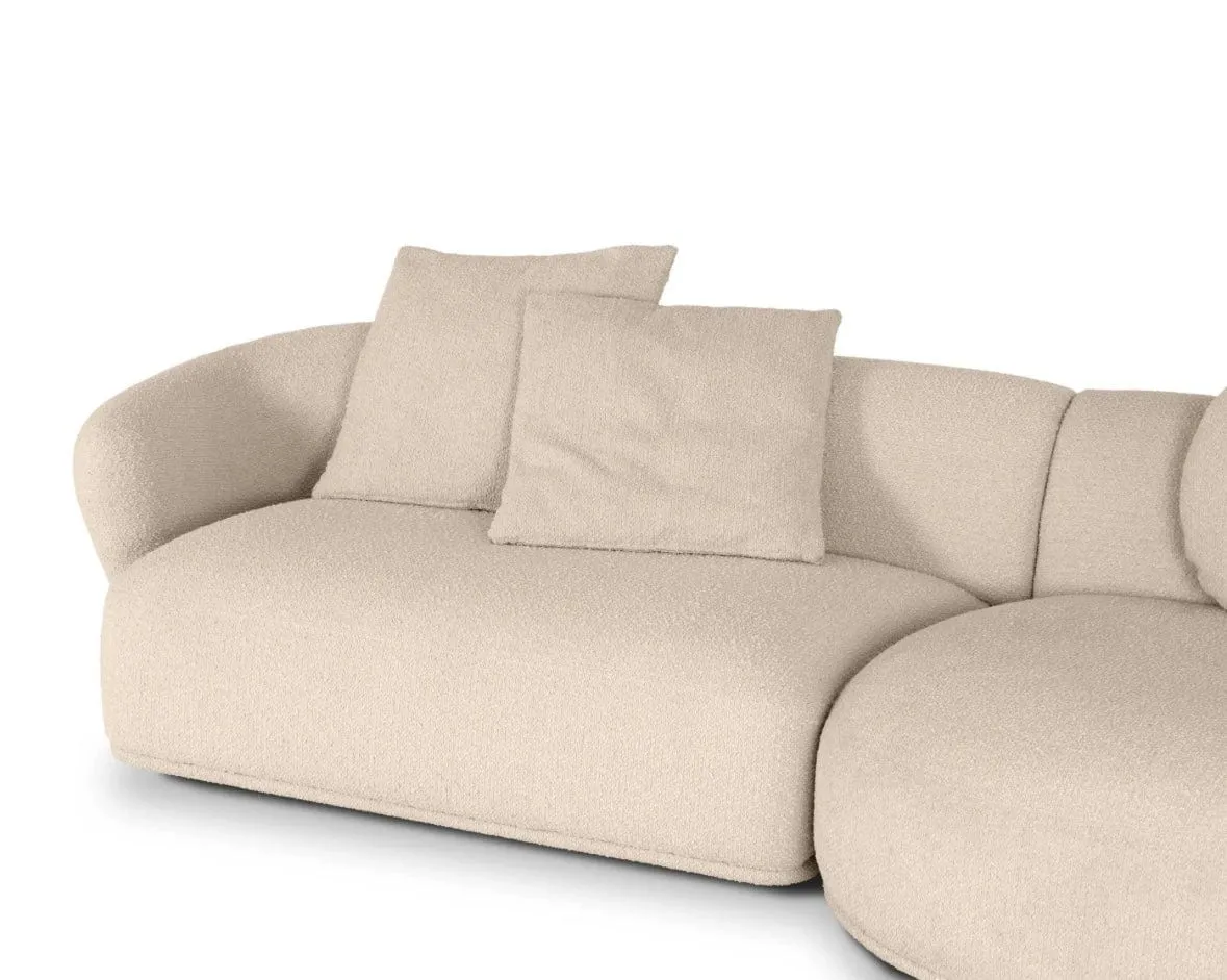 Carlison Performance Boucle Sectional Round Chaise Curve Sofa