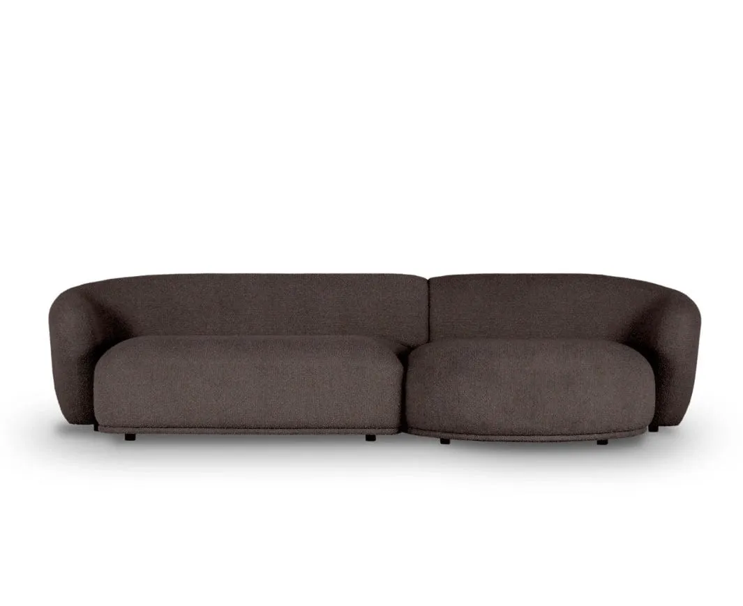 Carlison Performance Boucle Sectional Round Chaise Curve Sofa