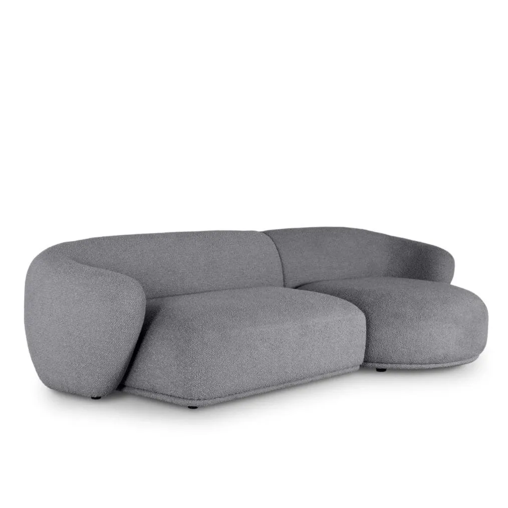 Carlison Performance Boucle Sectional Round Chaise Curve Sofa