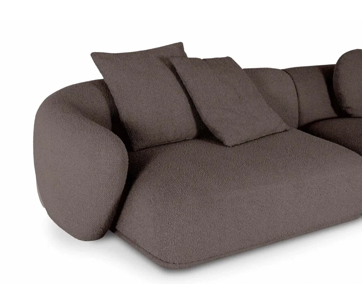 Carlison Performance Boucle Sectional Round Chaise Curve Sofa