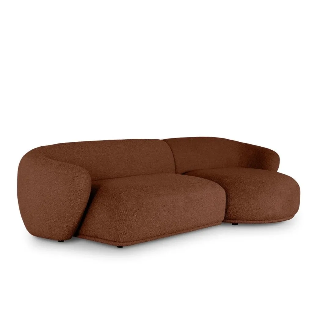 Carlison Performance Boucle Sectional Round Chaise Curve Sofa