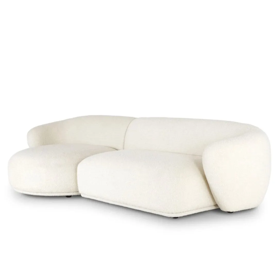 Carlison Performance Boucle Sectional Round Chaise Curve Sofa