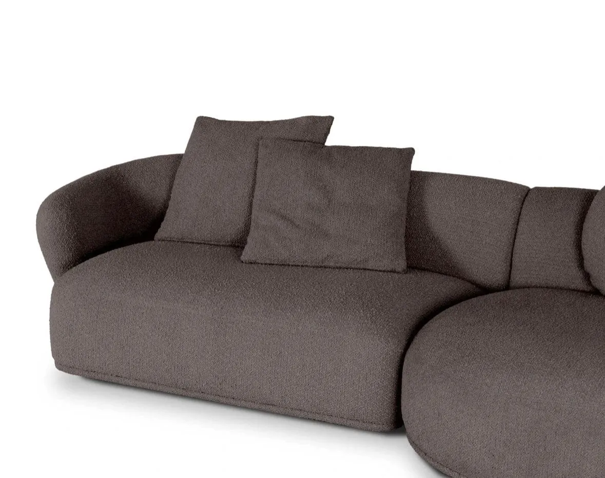 Carlison Performance Boucle Sectional Round Chaise Curve Sofa